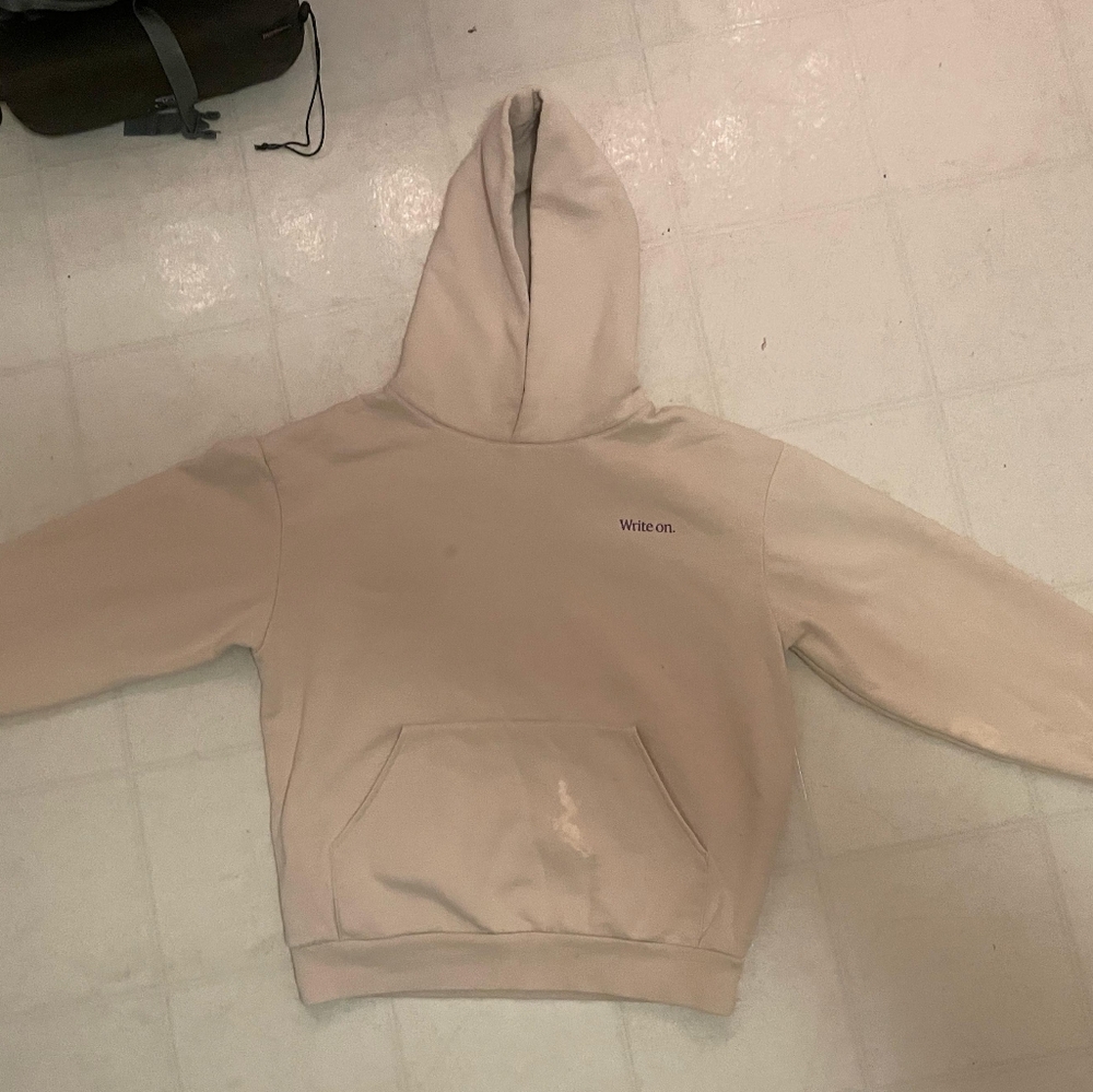 Yahoo Creator "Write On." Embroidered Off White Hoodie